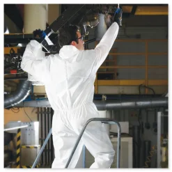 Ansell A20 Hood, Boots, and Elastic-Back Breathable Particle Protection Coveralls - Large, White (24/Carton)