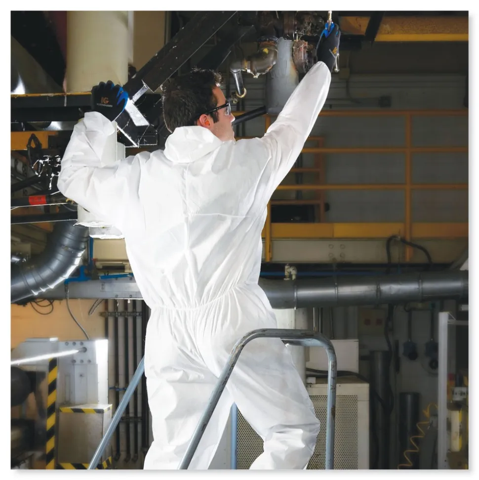 Ansell A20 Hood, Boots, and Elastic-Back Breathable Particle Protection Coveralls - Large, White (24/Carton)