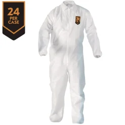 Ansell A20 Zip Front, Elastic-Back, Wrists, and Ankles Breathable Particle Protection Coveralls - Large, White (24/Carton)