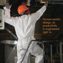 Ansell A20 Zip Front, Elastic-Back, Wrists, and Ankles Breathable Particle Protection Coveralls - Large, White (24/Carton)