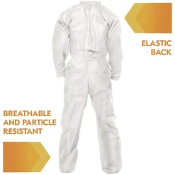 Ansell A20 Zip Front, Elastic-Back, Wrists, and Ankles Breathable Particle Protection Coveralls - Quadruple Extra Large, White (20/Carton)