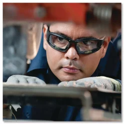 Ansell V50 Calico Safety Eyewear with Head Strap, KleenVision Anti-Fog Coating, Black Nylon Frame, Clear Polycarbonate Lens