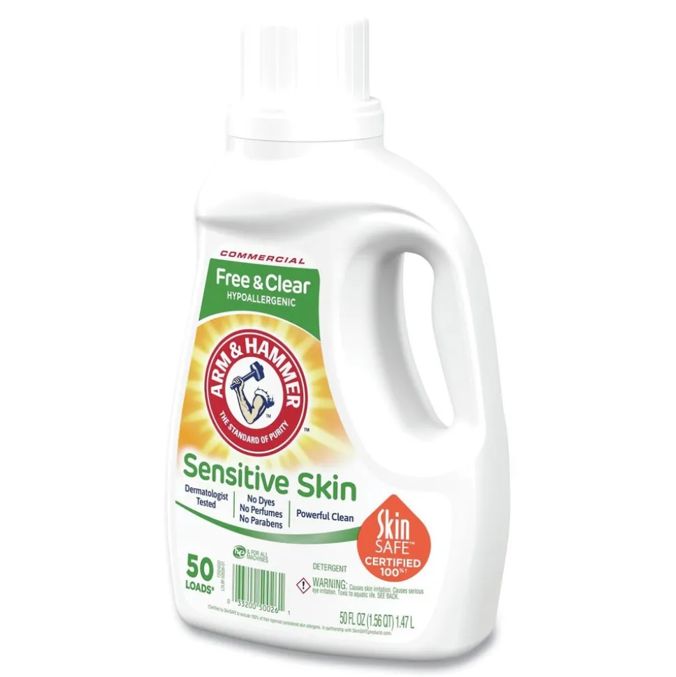 Arm & Hammer 3320050026 50 oz. Bottle 50 Loads HE Compatible Liquid Detergent - Unscented (8/Carton)