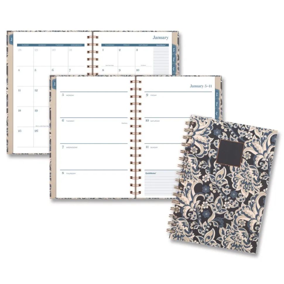 AT-A-GLANCE 8.5 in. x 5.5 in. 12-Month (Jan-Dec 2026) Elizabeth Weekly/Monthly Planner - Blue Cover