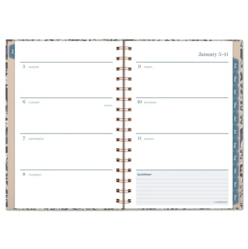 AT-A-GLANCE 8.5 in. x 5.5 in. 12-Month (Jan-Dec 2026) Elizabeth Weekly/Monthly Planner - Blue Cover