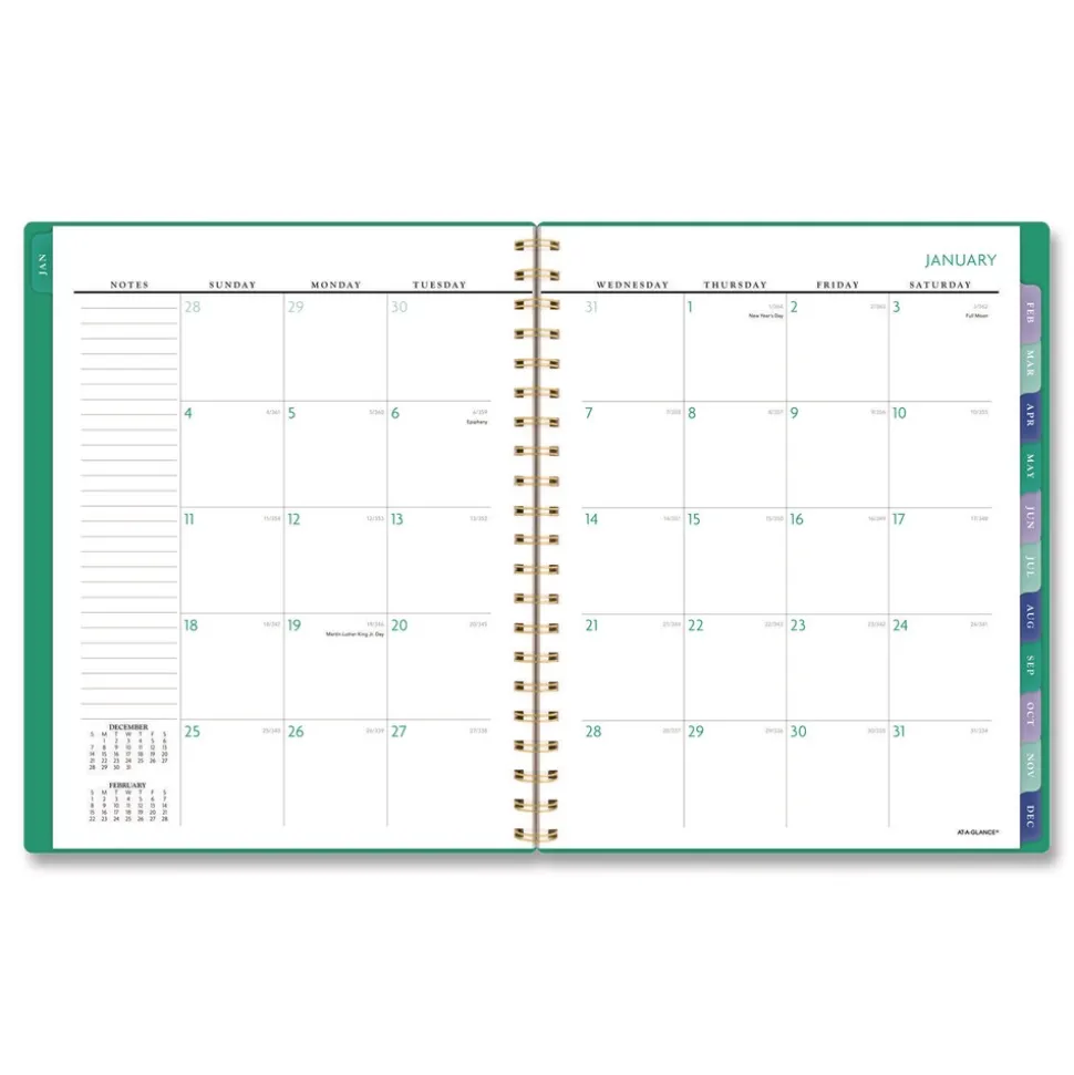 AT-A-GLANCE 11 in. x 8.5 in. 13-Month (Jan-Jan 2026) Badge Geo Weekly/Monthly Planner - Green Cover