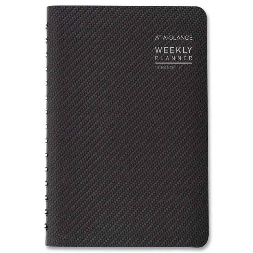 AT-A-GLANCE 8.5 in. x 5.5 in. 12-Month (Jan to Dec): 2026 Contemporary Open-Block Format Weekly/Monthly Planner - Graphite Cover