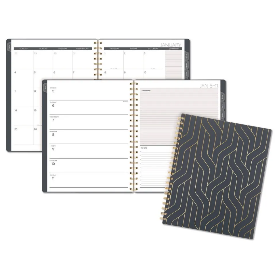 AT-A-GLANCE 11 in. x 8.5 in. 12-Month (Jan-Dec 2026) Hera Weekly Monthly Planner - Black/Gold Cover