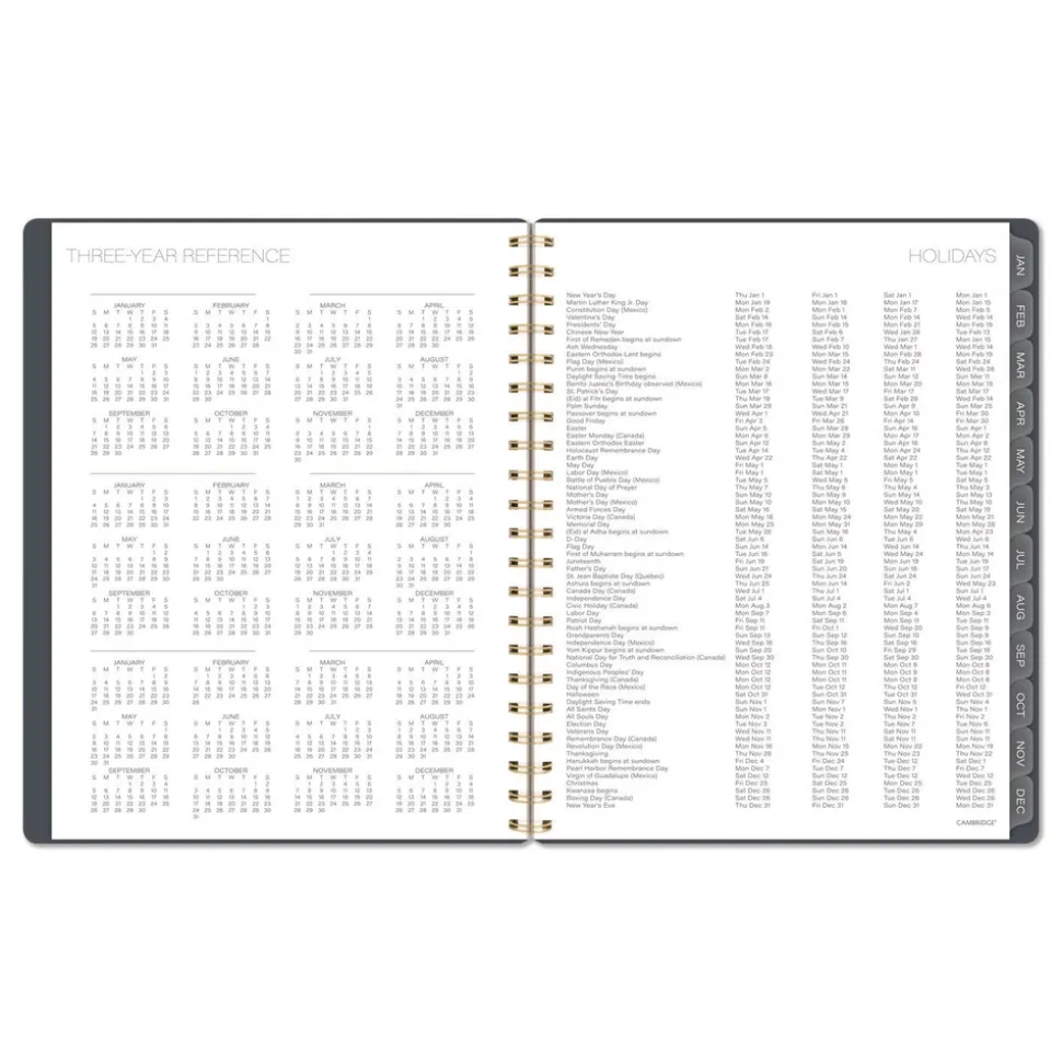 AT-A-GLANCE 11 in. x 8.5 in. 12-Month (Jan-Dec 2026) Hera Weekly Monthly Planner - Black/Gold Cover