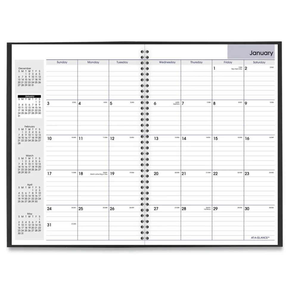 AT-A-GLANCE 12 in. x 8 in. 14-Month (Dec 2025-Jan 2027) DayMinder Monthly Planner - Black Cover