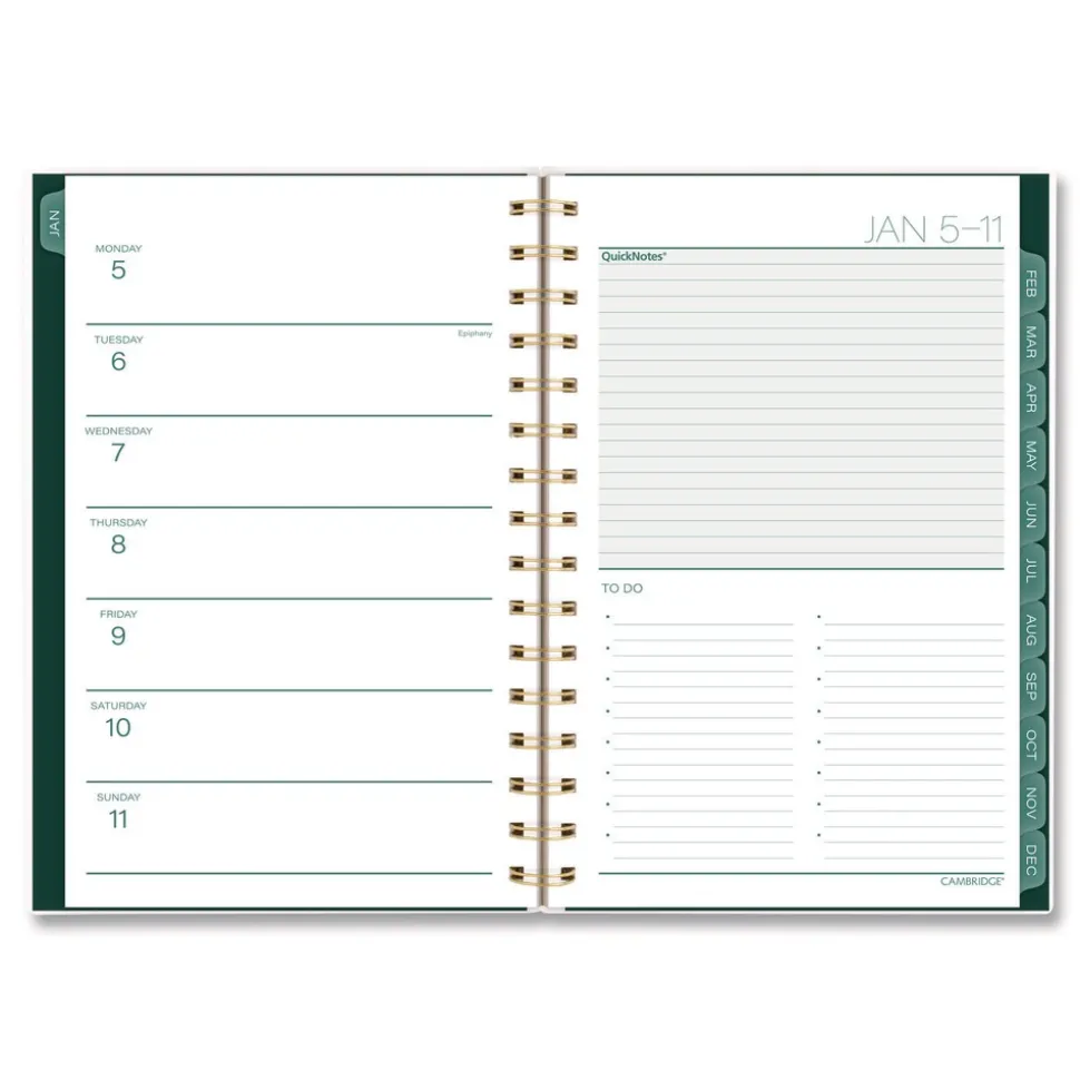 AT-A-GLANCE 8.5 in. x 5.5 in. 12-Month (Jan-Dec 2026) Emerald Isle Weekly/Monthly Planner - Green Marbled Cover