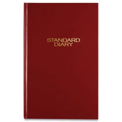 AT-A-GLANCE 12 in. x 7.75 in. Standard 2026 Edition Wide/Legal Rule Daily Diary - Red Cover