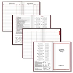 AT-A-GLANCE 12 in. x 7.75 in. Standard 2026 Edition Wide/Legal Rule Daily Journal - Red Cover
