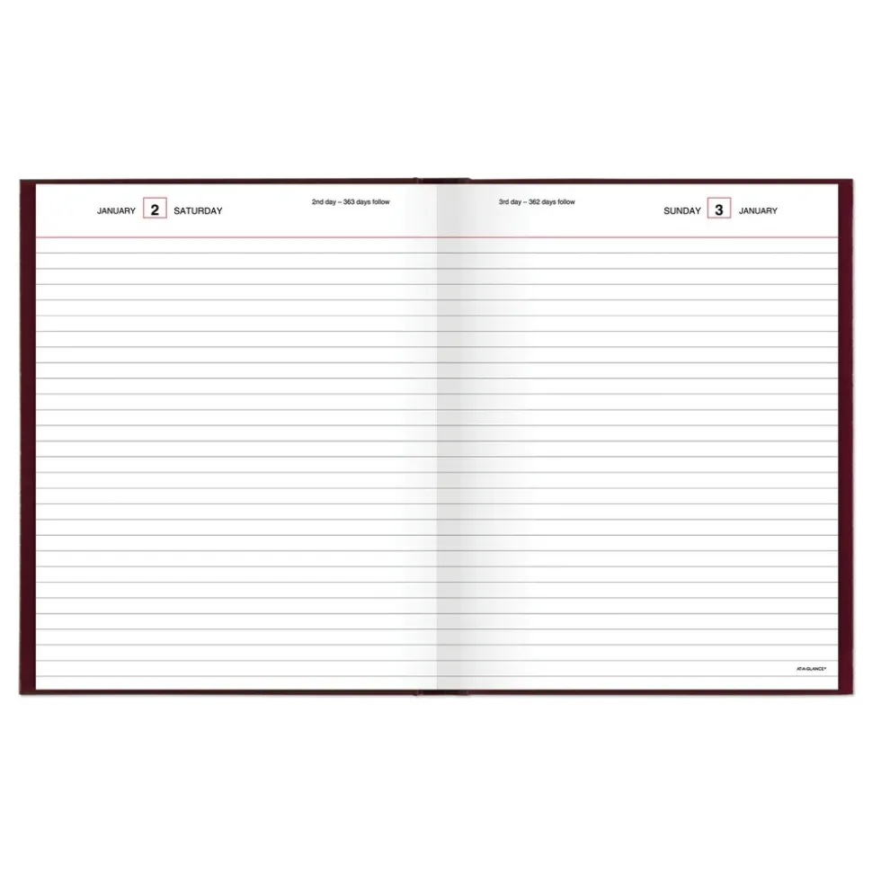 AT-A-GLANCE 9.5 in. x 7.5 in. Standard 2026 Edition Medium/College Rule Daily Diary - Red Cover