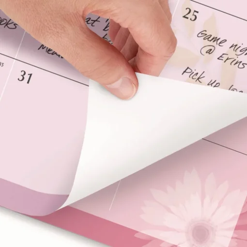 AT-A-GLANCE 12-Month (Jan to Dec): 2026 22 in. x 17 in. Floral Artwork Paper Flowers Desk Pad - Black Binding/Clear Corners