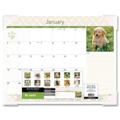 AT-A-GLANCE 12-Month (Jan to Dec): 2026 22 in. x 17 in. Puppies Photography Puppies Monthly Desk Pad Calendar - White Sheets, Clear Corners