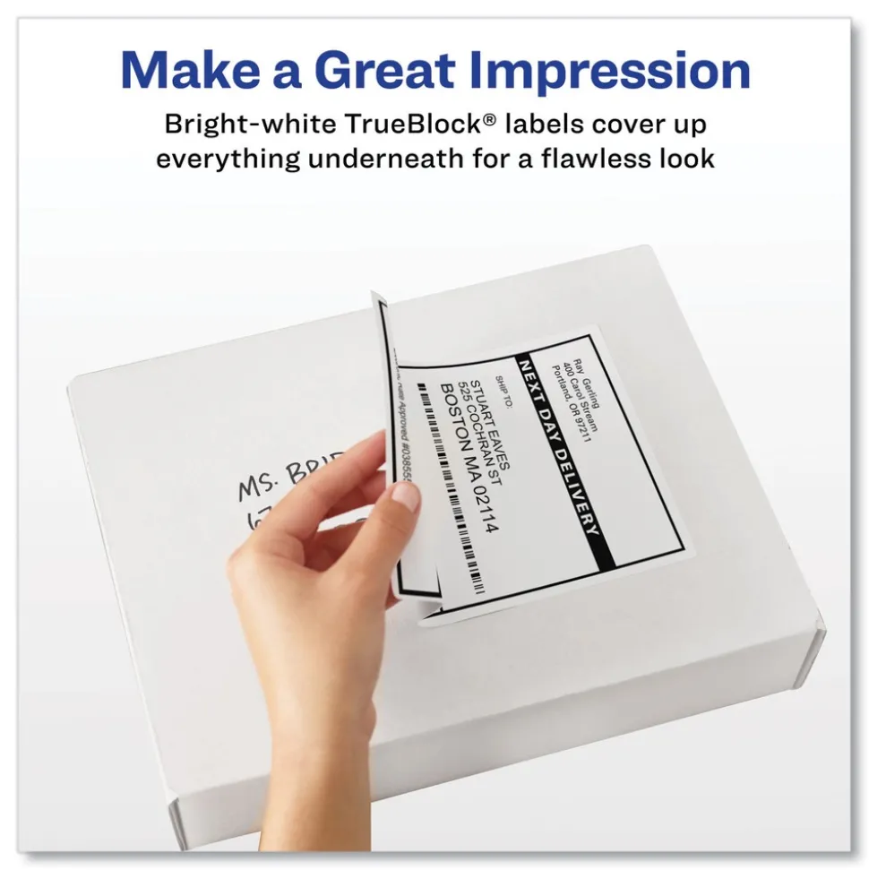 Avery 3.33 in. x 4 in. Shipping Labels with TrueBlock Technology for Inkjet/Laser Printers - White (6/Sheet, 500 Sheets/Box)