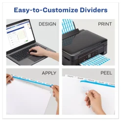 Avery 11 in. x 8.5 in. 5-Tab Print and Apply Index Maker Clear Label Dividers - White (50 Sets/Box)
