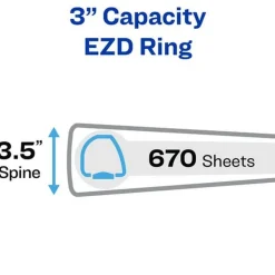 Avery 3 One Touch EZD Rings 3 in. Capacity 11 in. x 8.5 in. Heavy-Duty View Binder with DuraHinge - Purple (4/Carton)