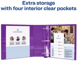 Avery 3 One Touch EZD Rings 3 in. Capacity 11 in. x 8.5 in. Heavy-Duty View Binder with DuraHinge - Purple (4/Carton)