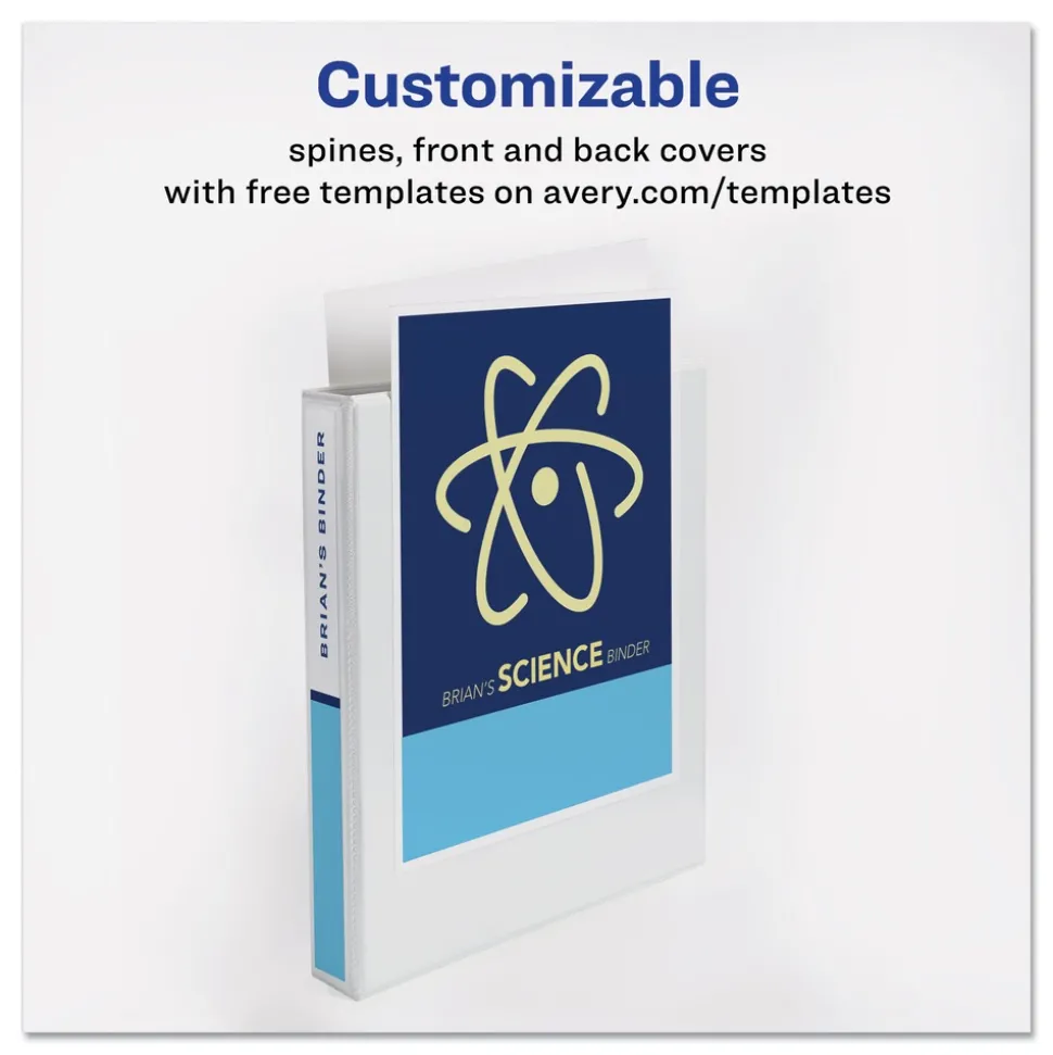 Avery 3 Round Rings 1 in. Capacity 14 in. x 8.5 in. Legal Durable View Binder - White