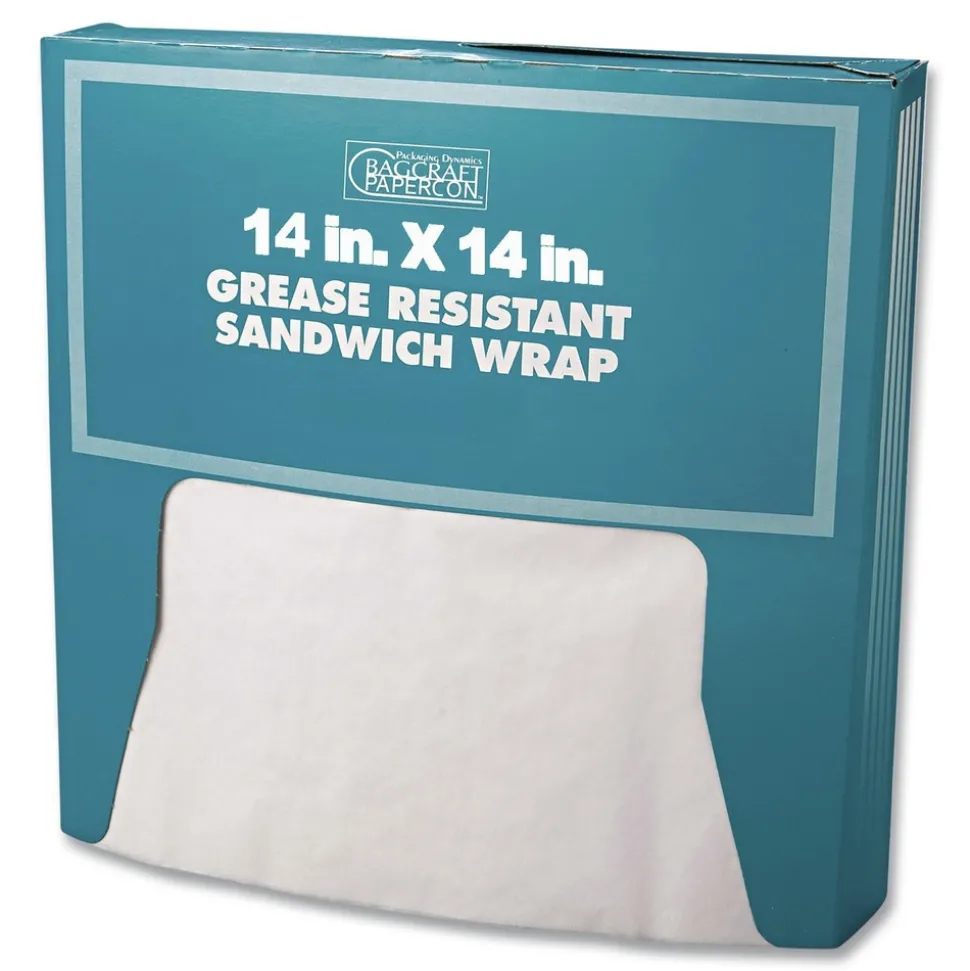 Bagcraft 14 x 14 Grease-Resistant Paper Wraps and Liners - White (4000/Carton)