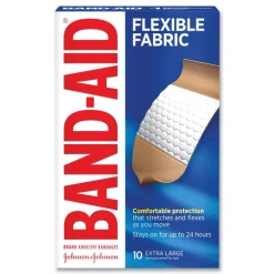 BAND-AID 1.75 in. x 4 in. Flexible Fabric Adhesive Bandages - Extra Large (10/Box)