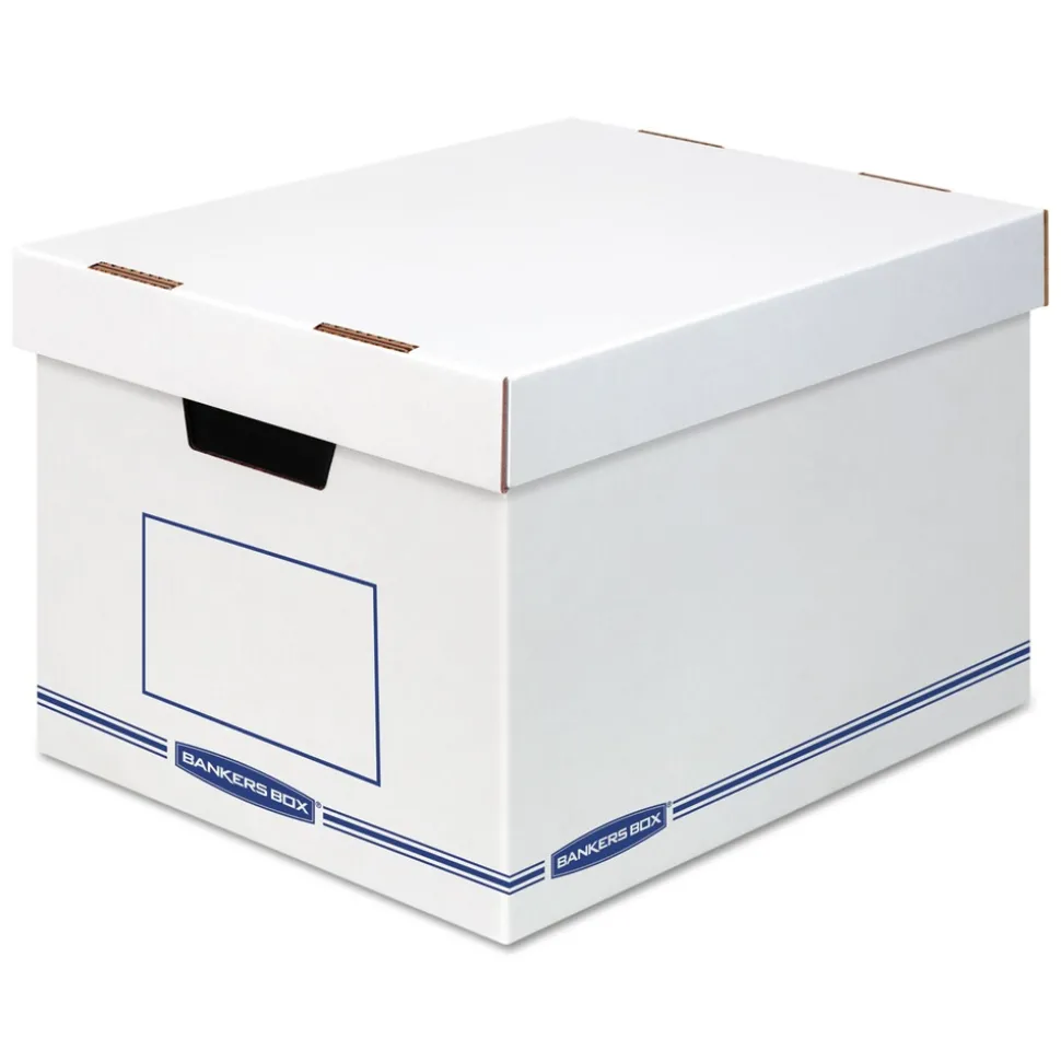 Bankers Box 12.75 in. x 16.5 in. x 10.5 in. Organizer Storage Boxes - X-Large, White/Blue (12/Carton)