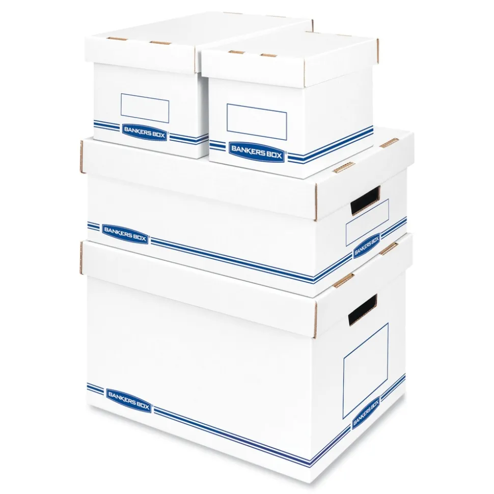 Bankers Box 12.75 in. x 16.5 in. x 10.5 in. Organizer Storage Boxes - X-Large, White/Blue (12/Carton)