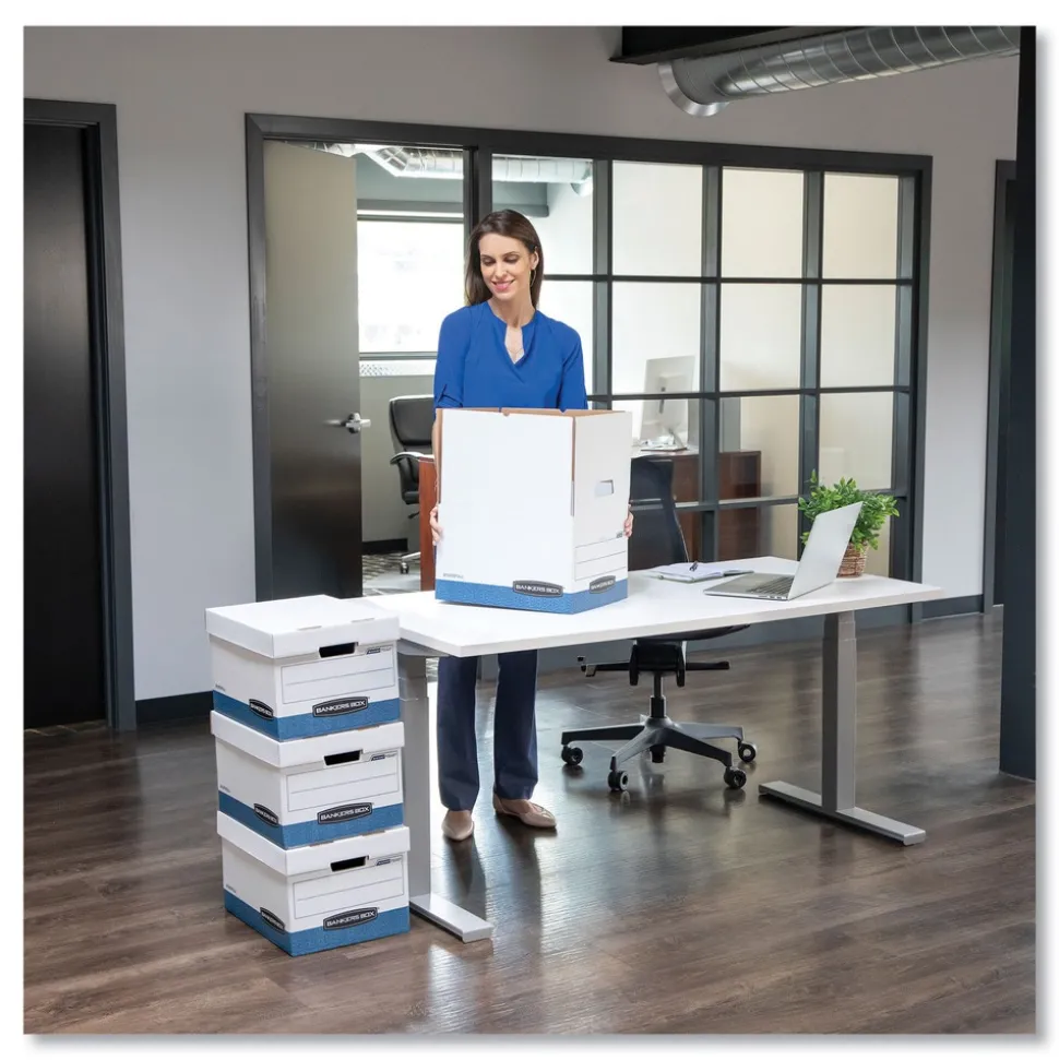 Bankers Box 12.75 in. x 16.5 in. x 10.38 in. R-KIVE Heavy-Duty Letter/Legal Storage Boxes - White (20/Carton)