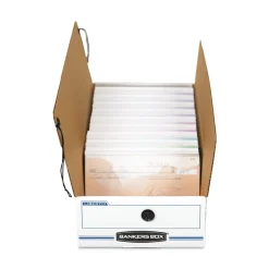 Bankers Box LIBERTY 9.5 in. x 23.75 in. x 4.5 in. Check and Form Boxes - White/Blue (12/Carton)