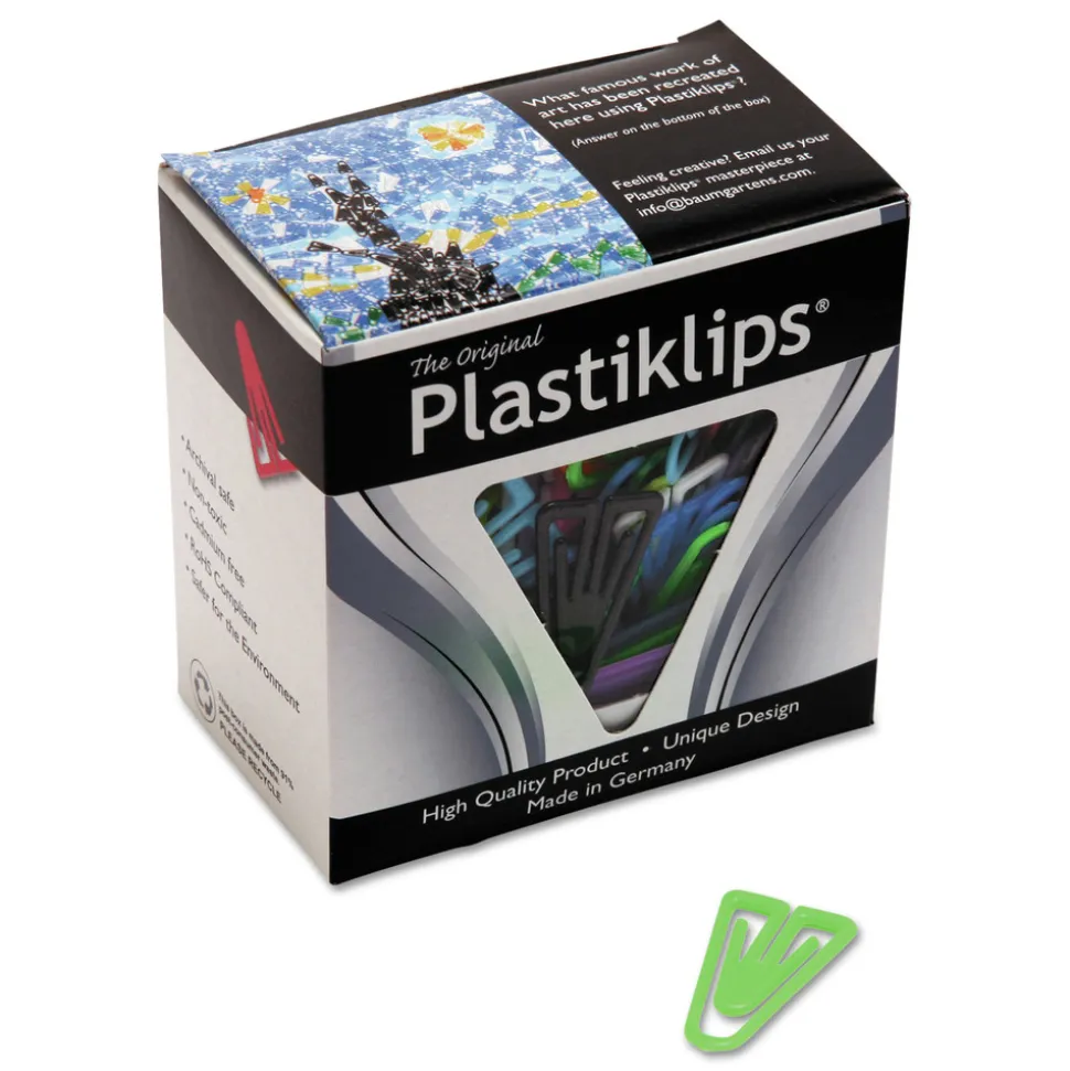 Baumgartens Plastiklips Smooth Paper Clips - Assorted Colors/Large (200/Box)