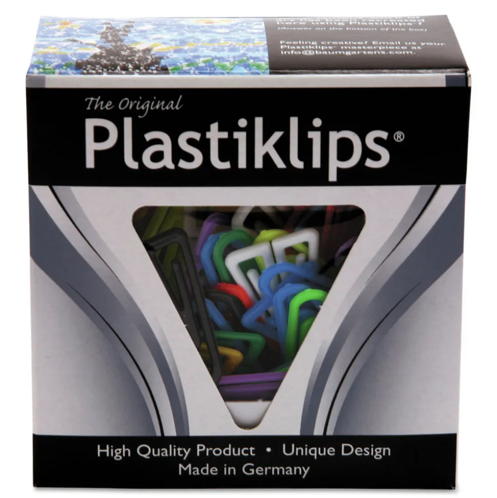 Baumgartens Plastiklips Smooth Paper Clips - Assorted Colors/Large (200/Box)