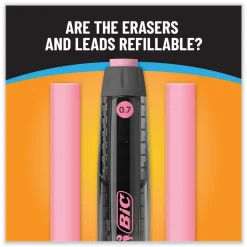 BIC 0.7 mm HB (#2) Break-Resistant Mechanical Pencils with Erasers - Black Lead, Assorted Barrel Colors (2/Pack)