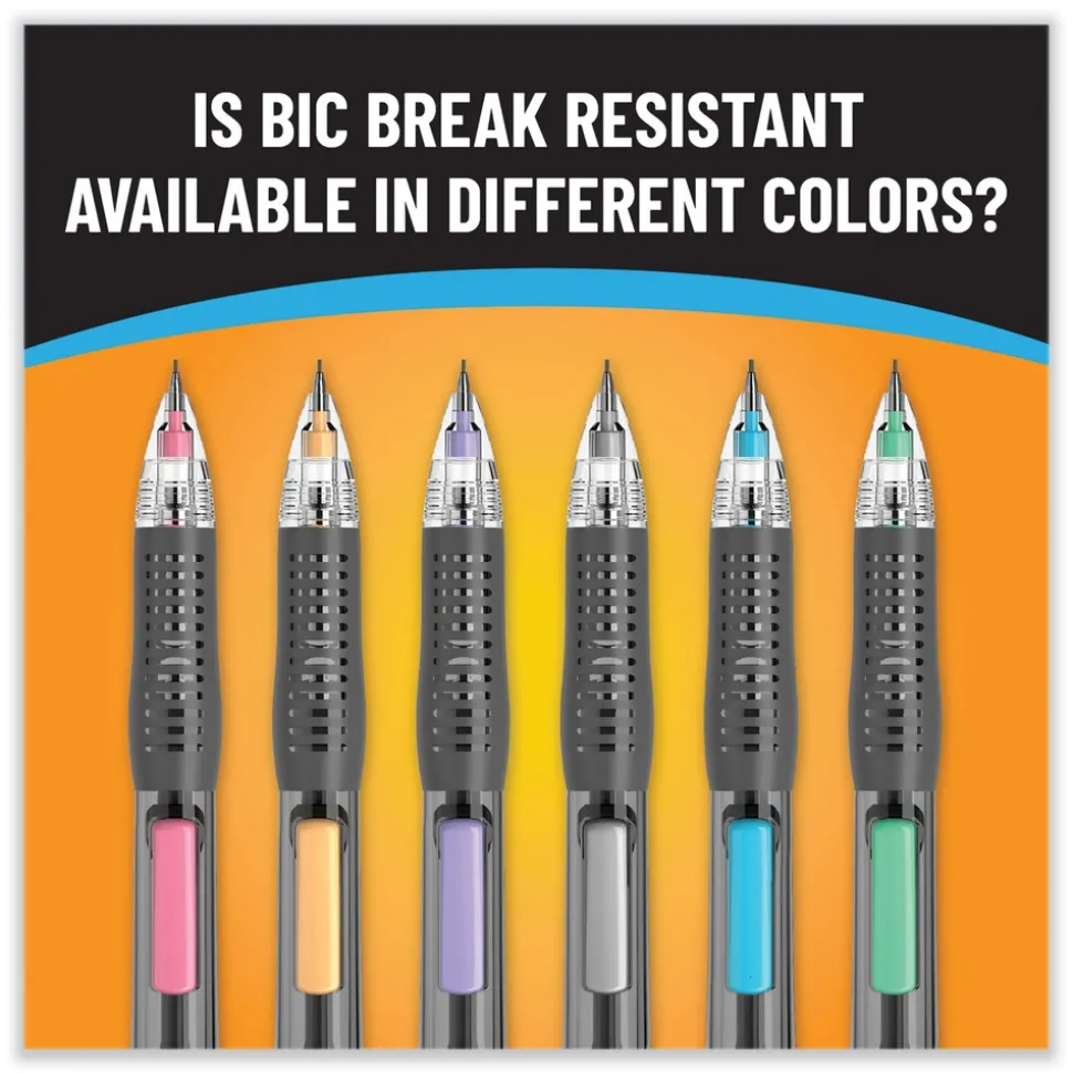 BIC 0.7 mm HB (#2) Break-Resistant Mechanical Pencils with Erasers - Black Lead, Assorted Barrel Colors (2/Pack)