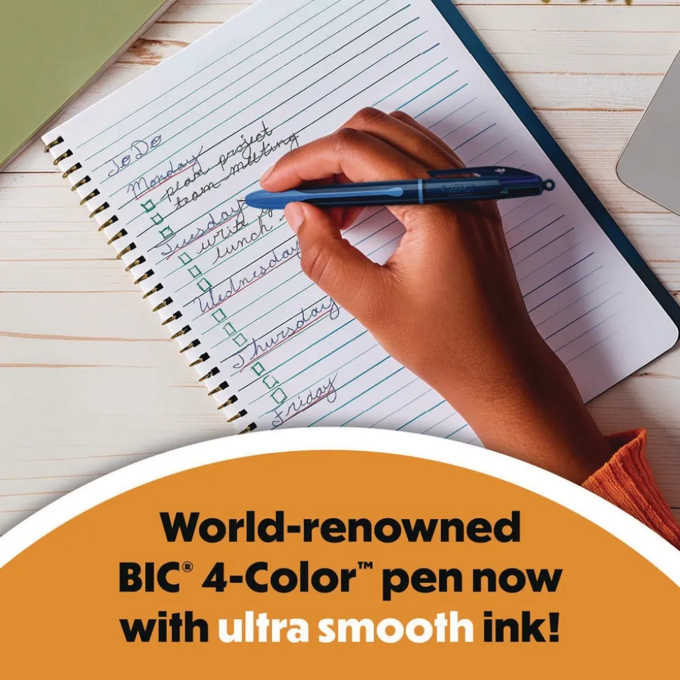 BIC 4-Color Smooth Medium 1 mm Retractable Ballpoint Pen - Multicolor (12/Pack)