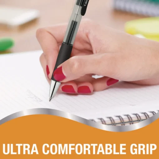 BIC Gel-ocity Pro 0.7 mm Medium Gel Pen - Black Ink/Translucent Black/Black Barrel (4/Pack)