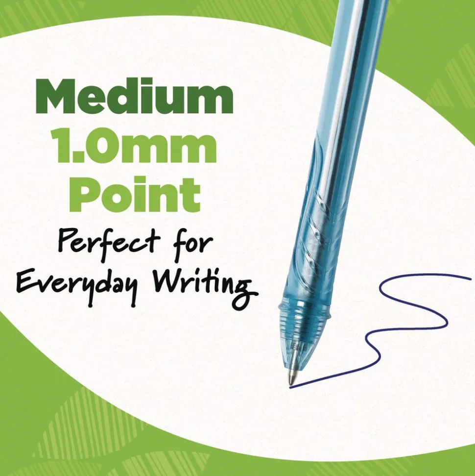 BIC Medium 1 mm Ecolutions Retractable Gel Pen - Assorted Ink Colors, Blue Barrel (12/Pack)