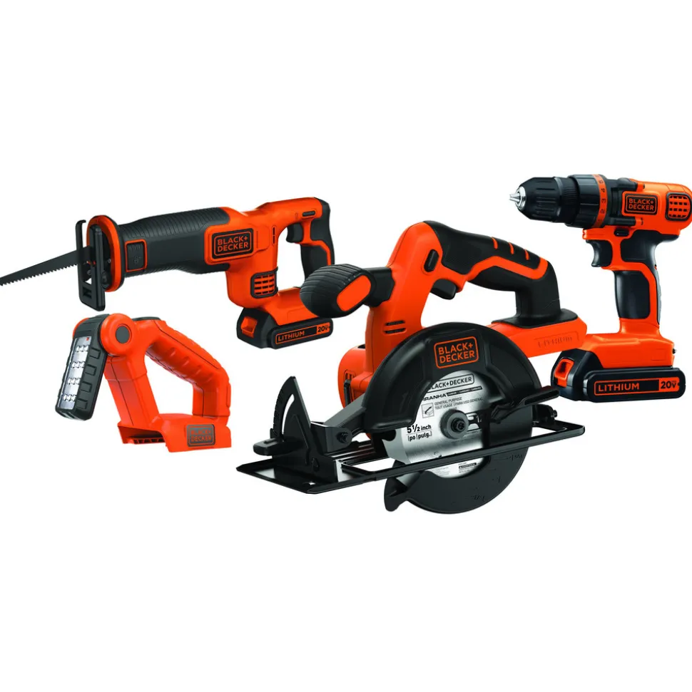 Black & Decker 20V MAX Lithium-Ion Brushed Cordless 4-Tool Power Tool Combo Kit (1.5 Ah)