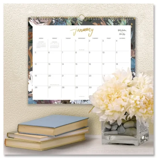 Blue Sky 15 in. x 12 in. 12-Month (Jan to Dec): 2026 Midnight Garden Monthly Wall Calendar - Floral Artwork, White/Multicolor Sheets