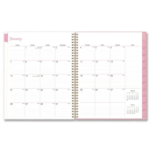 Blue Sky 11 in. x 8.5 in. 12-Month (Jan to Dec): 2026 Mimi Pink Monthly Planner - Floral Artwork, Pink/Blue/Rose Cover