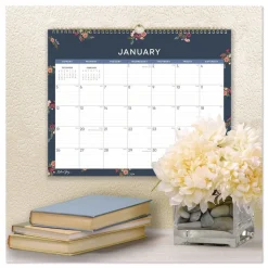 Blue Sky 15 in. x 12 in. 12-Month (Jan to Dec): 2026 Ashlyn Monthly Wall Calendar - Floral Artwork, White/Blue/Pink Sheets