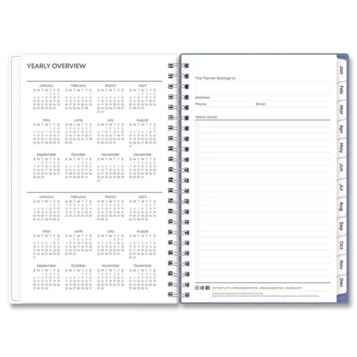 Blue Sky 8 in. x 5 in. 12-Month (Jan-Dec 2026) Lindley Weekly/Monthly Planner - White/Blue/Green Cover