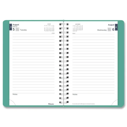 Blueline 8 in. x 5 in. 12-Month (Aug 2025-Jul 2026) Academic Daily/Monthly Planner - Cyan Cover