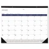 Blueline 12-Month (Jan to Dec): 2026 22 in. x 17 in. DuraGlobe Monthly Desk Pad Calendar - White/Blue/Gray Sheets, Black Binding/Corners