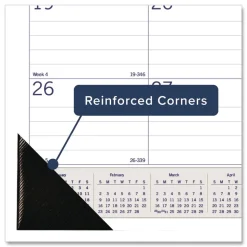 Blueline 12-Month (Jan to Dec): 2026 22 in. x 17 in. DuraGlobe Monthly Desk Pad Calendar - White/Blue/Gray Sheets, Black Binding/Corners