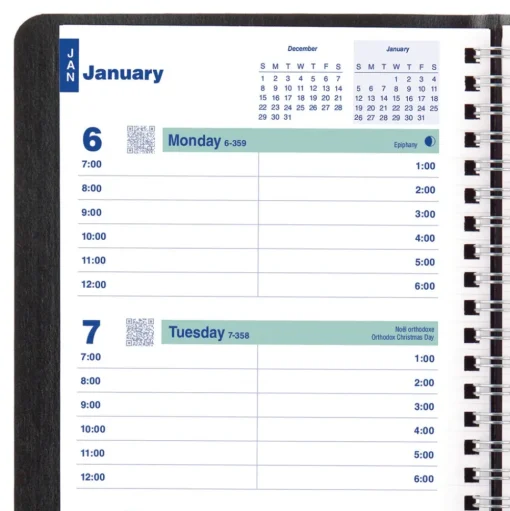 Blueline 12-Month (Jan to Dec): 2026 8 in. x 5 in. Plan and Link Weekly Planner - Black Cover