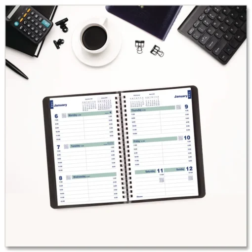 Blueline 12-Month (Jan to Dec): 2026 8 in. x 5 in. Plan and Link Weekly Planner - Black Cover