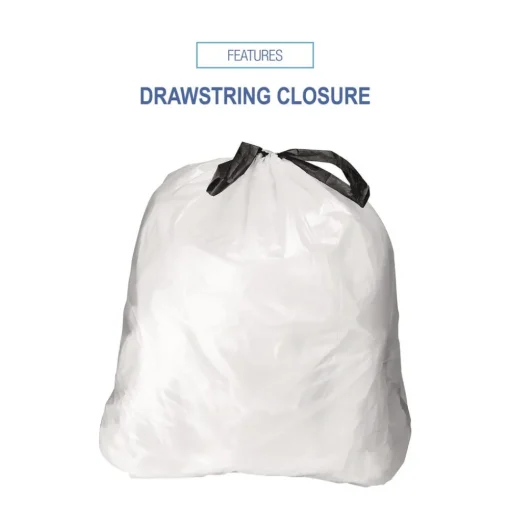Boardwalk 13 Gallon 24 in. x 28 in. Drawstring Kitchen Bags - White (50 Bags/Roll, 2 Rolls/Carton)