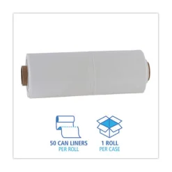 Boardwalk 60 Gallon 2.7 mil 38 in. x 63 in. Industrial Drum Liners Rolls - Clear (50/Carton)